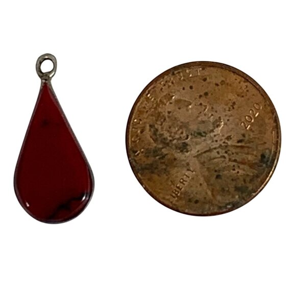 Teardrop Red Sponge Coral Pendant ONLY in 925 Sterling Silver 17mm - Picture 9 of 9